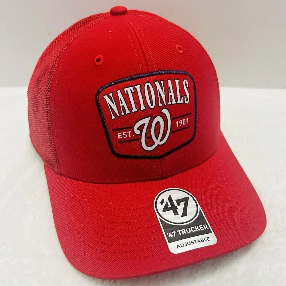 '47 Brand Washington Nationals‎ Squad Trucker Adjustable Snapback Hat Cap Red